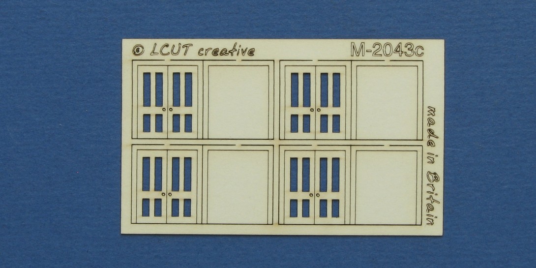 M 20-43c N gauge kit of 4 double doors type 3 Kit of 4 double doors type 3. Designed in 2 layers with an outer frame/margin. Made from 0.35mm paper.
